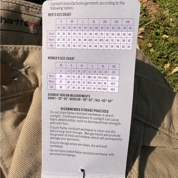 NWT Carhartt Fire Resistant Khaki Pants 2112 Cat 2 Size: 42/32 - Picture 6 of 14